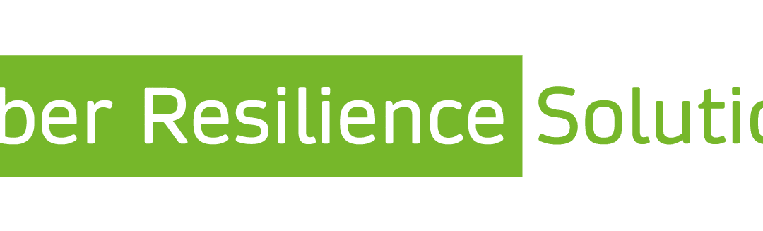 Logo "Cyber Resilience Solutions" auf grünem Hintergrund.