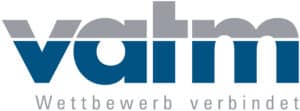 Logo mit Schriftzug "Valm Wetbewerb verbindet" in Blau-Grau.