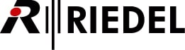 Riedel logo with black and red letters and dot.